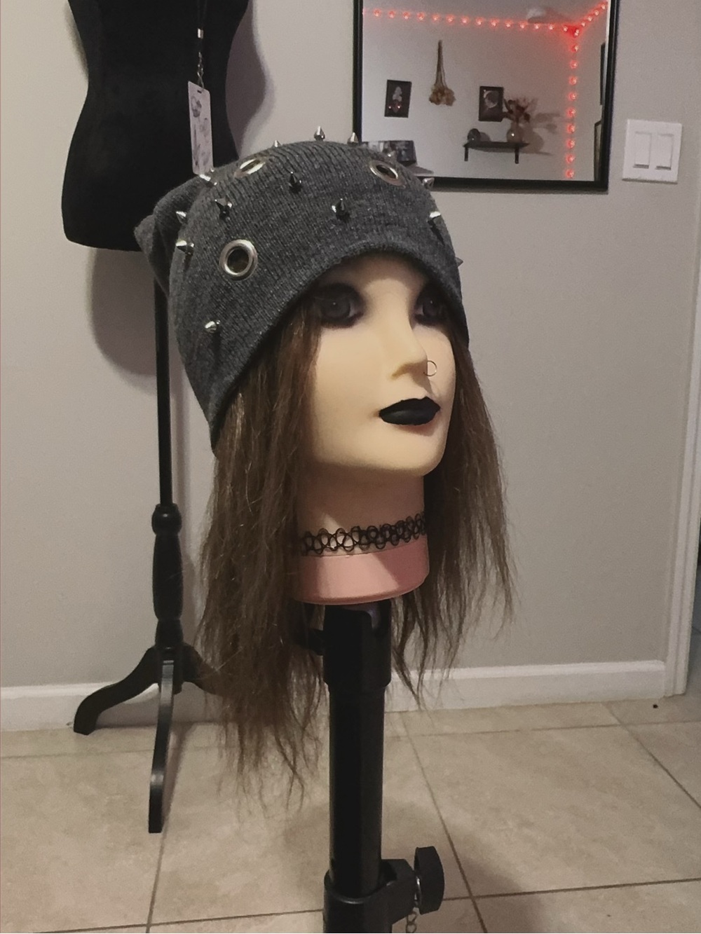 Stud & Grommet Gray Beanie - Unbranded